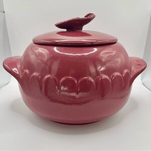 Vintage Frankoma Pottery Medium Rose Casserole Dish w/Lid #240; 8.5 x 11”